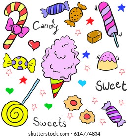 Doodle of many candy various