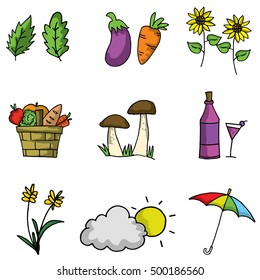 Doodle of many object thanksgiving vector art