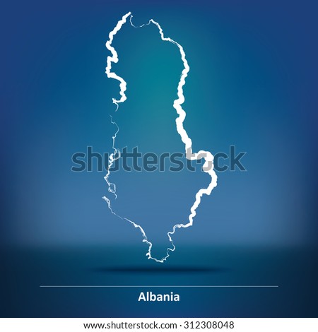 Doodle Map of Albania - vector illustration