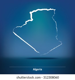 Mapa de Doodle de Argelia - ilustración vectorial