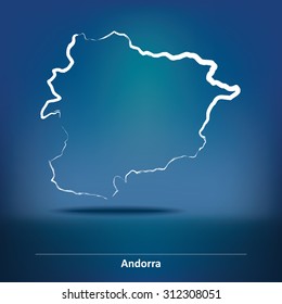 Mapa de Doodle de Andorra - ilustración vectorial