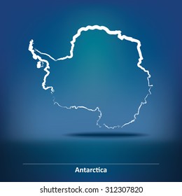 Doodle Map of Antarctica - vector illustration