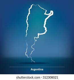 Doodle Map of Argentina - vector illustration