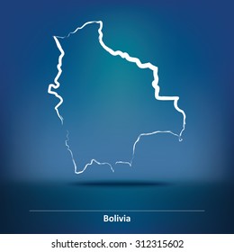 Doodle Map of Bolivia - vector illustration