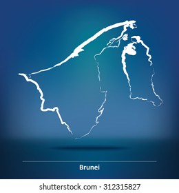 Mapa de Doodle de Brunéi - ilustración vectorial