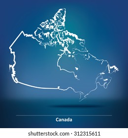 Doodle Map of Canada - vector illustration