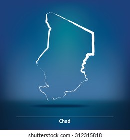 Doodle Map of Chad - vector illustration