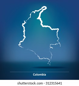 Doodle Map of Colombia - vector illustration