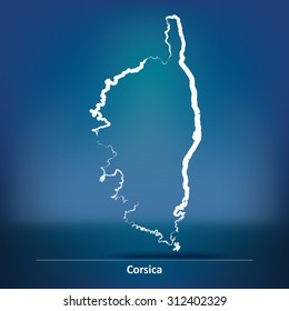 Doodle Map of Corsica - vector illustration