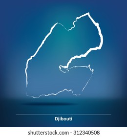 Mapa de Doodle de Djibouti - ilustração vetorial
