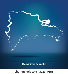 Doodle Map of Dominican Republic - vector illustration