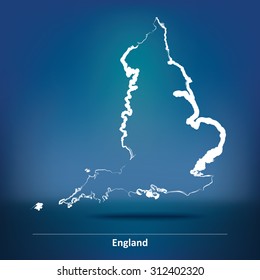 Doodle Map of England - vector illustration