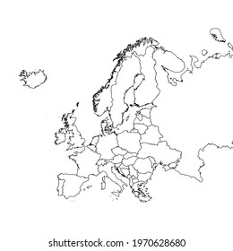 Doodle Map of Europe With Countries