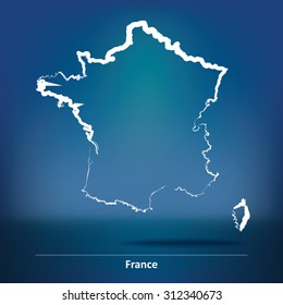 Doodle Map of France - vector illustration
