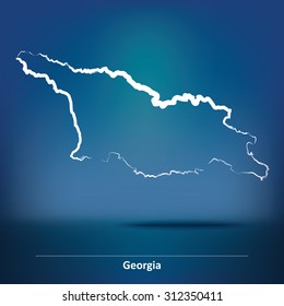 Mapa de Doodle de Georgia - ilustración vectorial