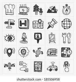 doodle map GPS Location icons set