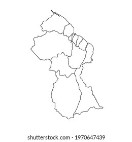 Doodle Map of Guyana With States