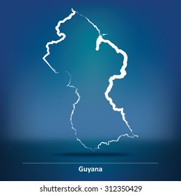 Doodle Map of Guyana - vector illustration