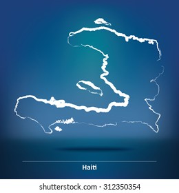 Doodle Map of Haiti - vector illustration