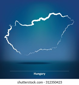 Mapa de Doodle de Hungría - ilustración vectorial