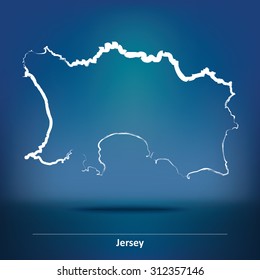 Doodle Map of Jersey - vector illustration