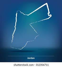 Doodle Map of Jordan - vector illustration