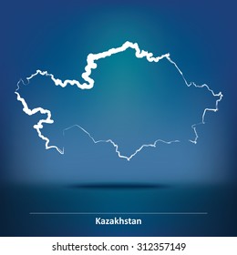 Doodle Map of Kazakhstan - vector illustration