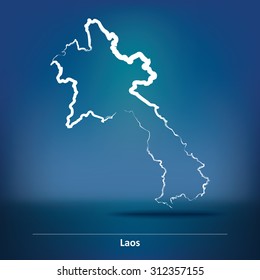Mapa de Doodle de Laos - ilustración vectorial