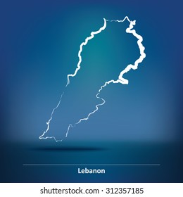 Doodle Map of Lebanon - vector illustration