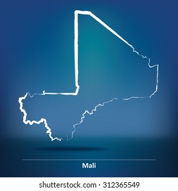 Doodle Map of Mali - vector illustration