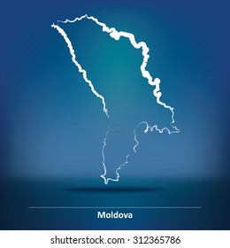 Mapa de doodle de Moldavia - ilustración vectorial