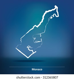 Doodle Map of Monaco - vector illustration