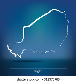 Doodle Map of Niger - vector illustration