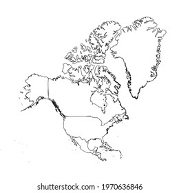Doodle Map of North America With Countries