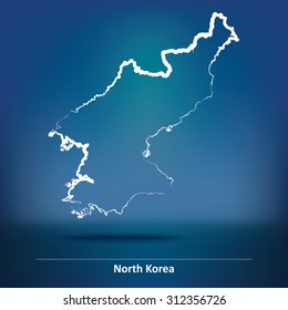 Doodle Map of North Korea - vector illustration