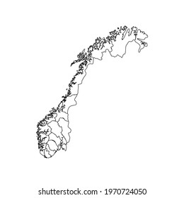 Doodle Map of Norway With States