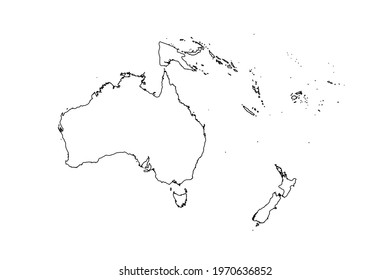 Doodle Map of Oceania With Countries