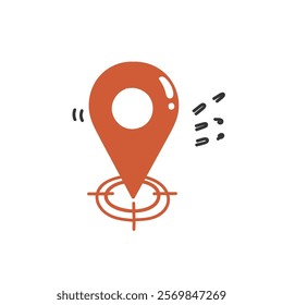 doodle map pin point target location icon