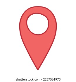 Doodle map pointer icon. GPS symbol