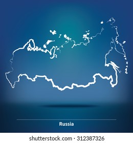 Doodle Map of Russia - vector illustration