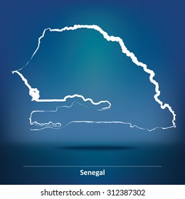 Doodle Map of Senegal - vector illustration