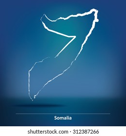 Doodle Map of Somalia - vector illustration
