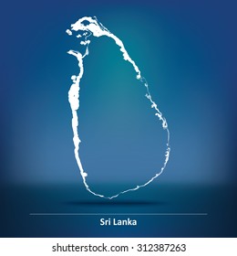 Doodle Map of Sri Lanka - vector illustration
