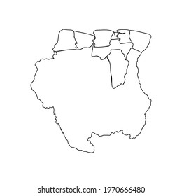 Doodle Map of Suriname With States