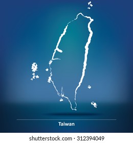 Doodle Karte von Taiwan - Vektorgrafik
