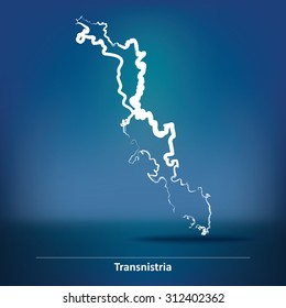 Doodle Map of Transnistria - vector illustration