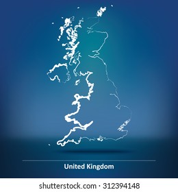 Doodle Map of United Kingdom - vector illustration