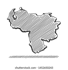 Doodle of map of Venezuela, drawing with black brush strokes