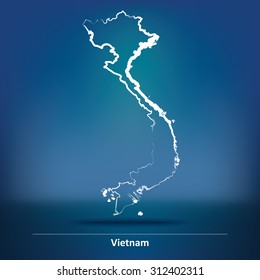 Doodle Map Vietnam    vector illustration