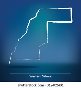 Doodle Map of Western Sahara - vector illustration